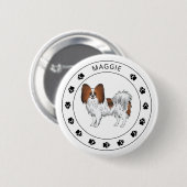 Niedlicher Hund mit rotem Sable Papillon mit Namen Button (Vorne & Hinten)