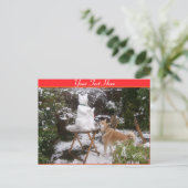 niedlicher Hund mit Schneehundschneemann zu Weihna Postkarte (Stehend Vorderseite)