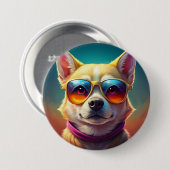 Niedlicher Hund mit Sonnenbrille Button (Vorne & Hinten)