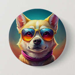 Niedlicher Hund mit Sonnenbrille Button