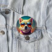Niedlicher Hund mit Sonnenbrille Button (Beispiel)