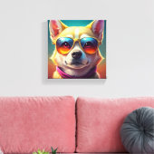Niedlicher Hund mit Sonnenbrille Leinwanddruck (Insitu (Wohnzimmer))