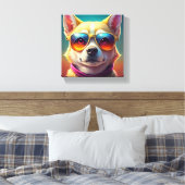 Niedlicher Hund mit Sonnenbrille Leinwanddruck (Insitu (Schlafzimmer))