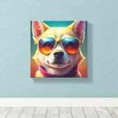 Niedlicher Hund mit Sonnenbrille Leinwanddruck (Insitu (Holzboden))