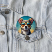 Niedlicher Hund mit Sonnenbrille - Round Button (Beispiel)