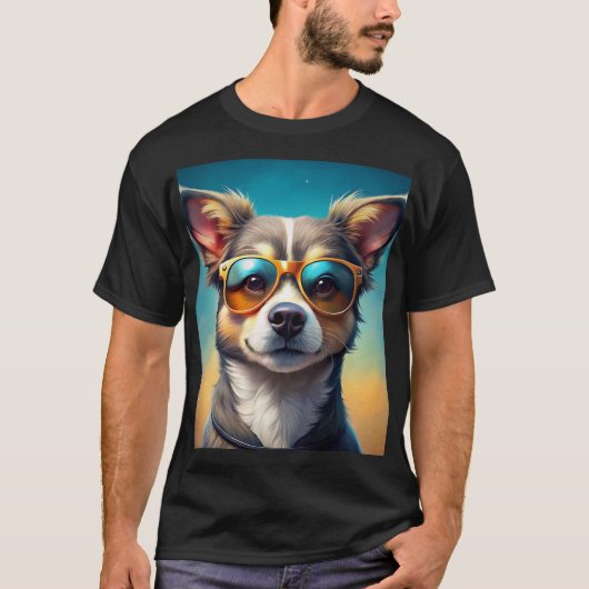Niedlicher Hund mit Sonnenbrille T-Shirt (Vorderseite)