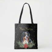 Niedlicher Hund mit Wasserfarbe Happy Howlidays Tasche (Vorderseite)