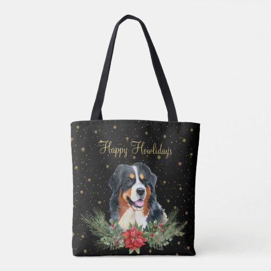 Niedlicher Hund mit Wasserfarbe Happy Howlidays Tasche (Rückseite)
