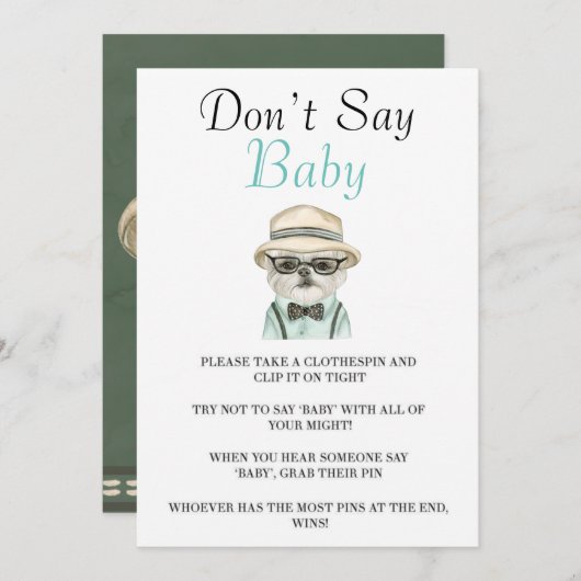 Niedlicher Hund mit Wasserfarbe Sage keine Babykar (Vorne/Hinten)