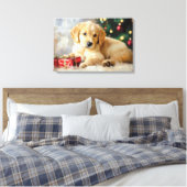 Niedlicher Hund mit Weihnachtsgeschenken als Maler Leinwanddruck (Insitu (Schlafzimmer))