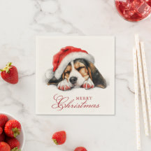 Niedlicher Hund mit Weihnachtsmannmütze Frohe Weih