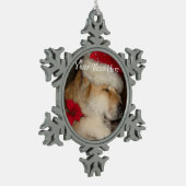 niedlicher Hund mit Weihnachtsmannmütze für Weihna Schneeflocken Zinn-Ornament (Links)