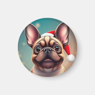 Niedlicher Hund mit Weihnachtsmannmütze Magnet