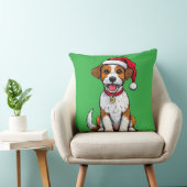 Niedlicher Hund mit Weihnachtsmannmütze Sitzen und Kissen (Stuhl )