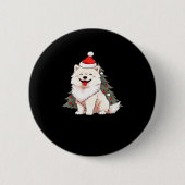 Niedlicher Hund mit Weihnachtsmannmütze und Weihna Button (Vorderseite)