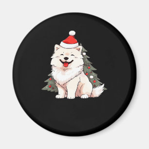 Niedlicher Hund mit Weihnachtsmannmütze und Weihna Magnet