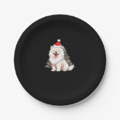 Niedlicher Hund mit Weihnachtsmannmütze und Weihna Pappteller (Vorderseite)