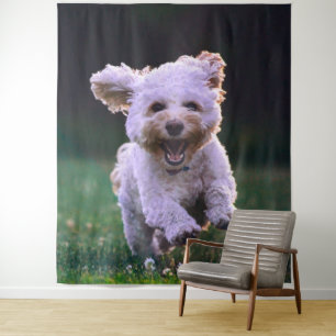 Niedlicher Hund mit weißem Löffel Wandteppich