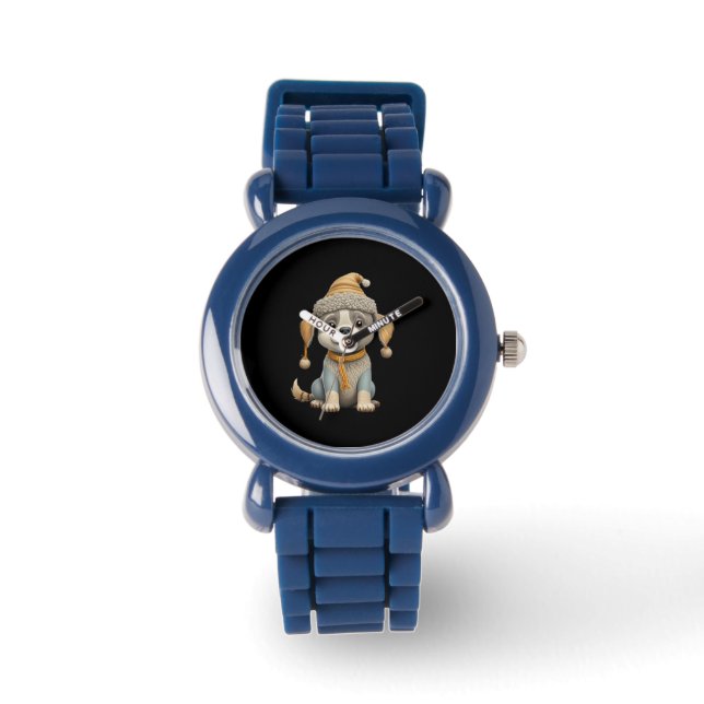 Niedlicher Hund mit Winterkleidung Armbanduhr (Vorderseite)