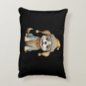 Niedlicher Hund mit Winterkleidung Dekokissen (Rückseite(Vertikal))