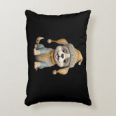 Niedlicher Hund mit Winterkleidung Dekokissen (Vorderseite(Vertikal))