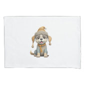 Niedlicher Hund mit Winterkleidung Kissenbezug (Vorderseite)