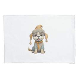 Niedlicher Hund mit Winterkleidung Kissenbezug