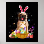 Niedlicher Hund Mops mit Ostereiern Basket Happy E Poster (Vorne)
