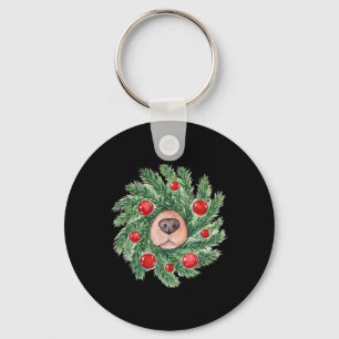 Niedlicher Hund Nase Weihnachtsschrei Golden Retri Schlüsselanhänger