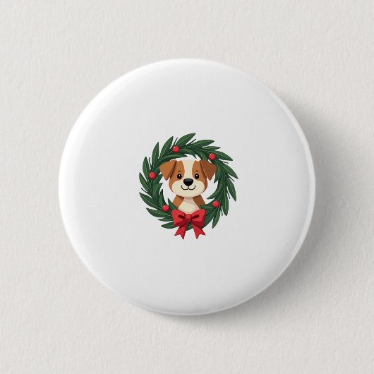 Niedlicher Hund Nase Weihnachtsschrei Weihnachtswe Button (Vorderseite)