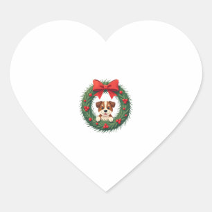 Niedlicher Hund Nase Weihnachtsschrei Weihnachtswe Herz-Aufkleber