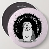 Niedlicher Hund OES Mama Alte Englische Schafhunde Button (Vorne & Hinten)