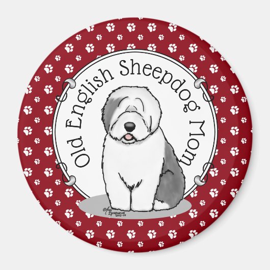 Niedlicher Hund OES Mama Alte Englische Schafhunde Magnet (Vorne)
