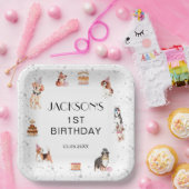 Niedlicher Hund Paw-Party Birthday Square Pappteller (Party)