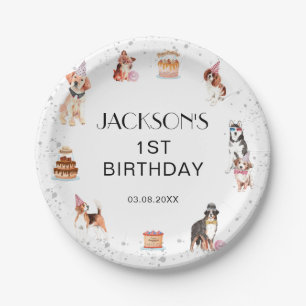 Niedlicher Hund Paw-Party Geburtstag Pappteller