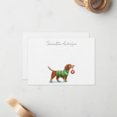 Niedlicher Hund Personalisierter Weihnachtsflachsk Mitteilungskarte (Vorderseite/Rückseite Beispiel)