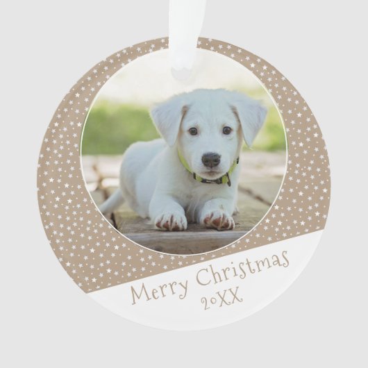 Niedlicher Hund Pet Star Muster Foto Weihnachtskuh Ornament (Vorderseite)