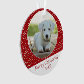 Niedlicher Hund Pet Star Rotes Foto Weihnachtskuh Ornament (Vorderseite)
