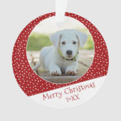 Niedlicher Hund Pet Star Rotes Foto Weihnachtskuh Ornament (Vorderseite)