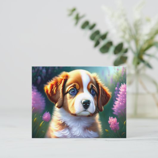 niedlicher Hund Postkarte (Stehend Vorderseite)