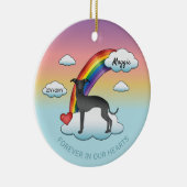 Niedlicher Hund-Rainbow-Gedenkstätte Keramik Ornament (Rechts)