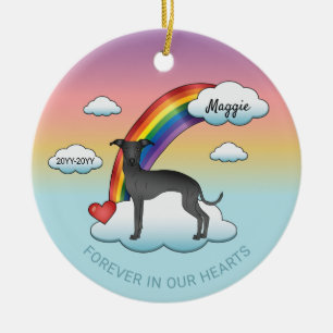 Niedlicher Hund-Rainbow-Gedenkstätte Keramik Ornament