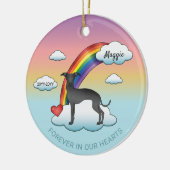 Niedlicher Hund-Rainbow-Gedenkstätte Keramik Ornament (Links)