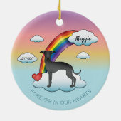 Niedlicher Hund-Rainbow-Gedenkstätte Keramik Ornament (Hinten)