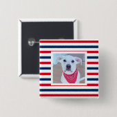 Niedlicher Hund Red White Stripes Patriotisches Fo Button (Vorne & Hinten)