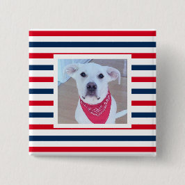 Niedlicher Hund Red White Stripes Patriotisches Fo Button