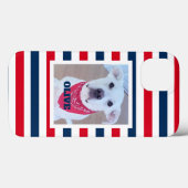 Niedlicher Hund Red White Stripes Patriotisches Fo Case-Mate iPhone Hülle (Rückseite (Horizontal))