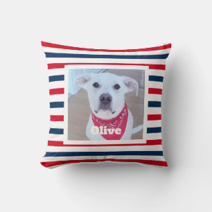 Niedlicher Hund Red White Stripes Patriotisches Fo Kissen
