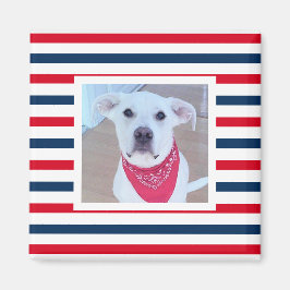 Niedlicher Hund Red White Stripes Patriotisches Fo Magnet