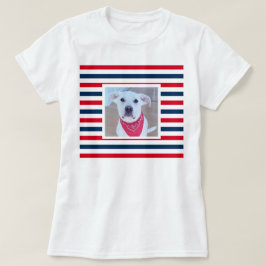 Niedlicher Hund Red White Stripes Patriotisches Fo T-Shirt